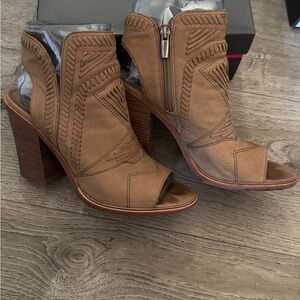 Vince Camuto Brown Peep-Toe Heeled Boots
